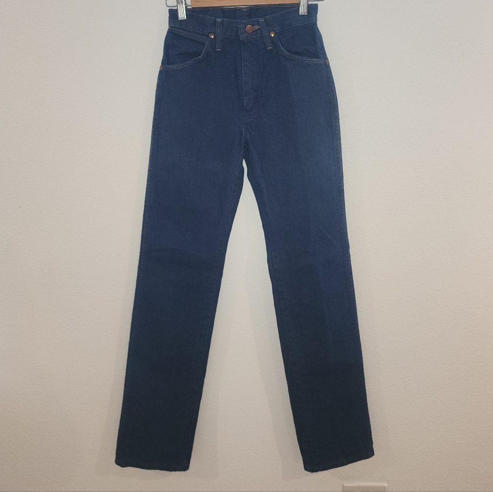 Wrangler Vintage Deep Blue Straight Western Jeans 1×34 - Picture 2 of 4
